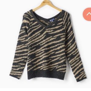 Democracy Zebra Metallic Jacquard Sweater
